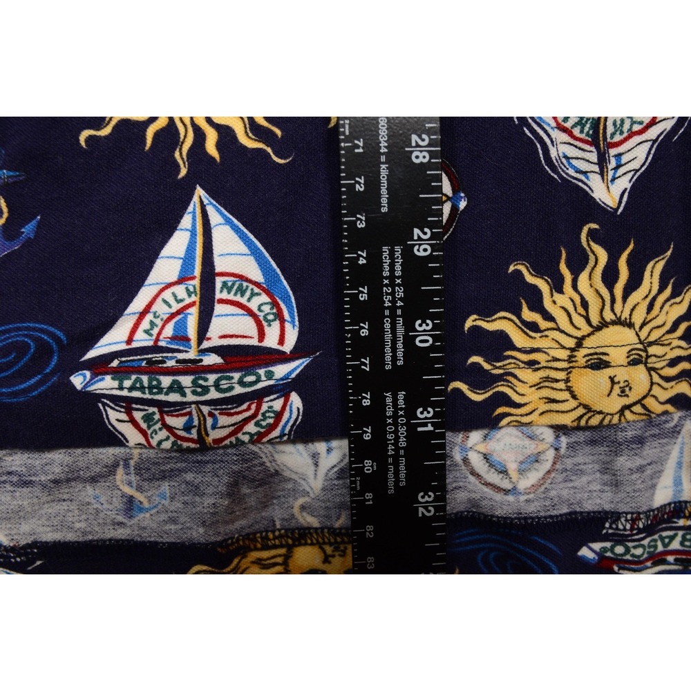 Vintage Tabasco Polo Shirt Mens XL Blue Nautical Sun Sailboat Print Graphic‎ 90s - Picture 8 of 8